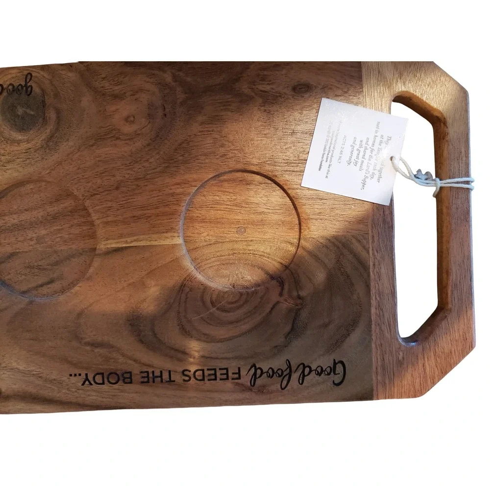 Mary & Martha Acacia Wood Serving Board Engraved Good Food Good Company 21.5in